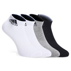 adidas 愛迪達 女款V字織紋中筒踝襪4雙組, 白色 + 灰色 + 黑色