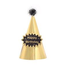 派對狂歡 金色尖頂帽, 1個, 黑色
