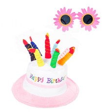 PARTYSHOW 高級蛋糕帽 + 雛菊花朵眼鏡組合, 1套, 粉紅色