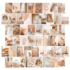 Artou 情感復古海報室內明信片50種+盒子+透明貼紙套組, 1套, 復古米色（明信片）