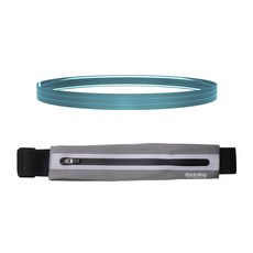 Sprinting 輕薄髮帶 1.8cm + 輕薄跑步腰帶組合, 海軍藍(髮帶), 灰色(腰帶), 1個