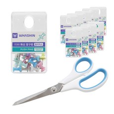 화신 장구핀 행거팩 컬러믹스 10p + 사무용 투톤 가위 대, 1세트