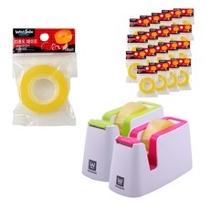 WHASHIN 901 膠帶切割機 2p + 多用途膠帶筆芯 18mm x 30m DR1830 20p, 隨機發貨（切帶機）, 1組