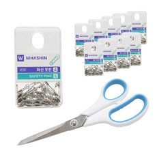 화신 옷핀 행거팩 소 10p + 사무용 투톤 가위 대, 단일 색상(옷핀), 화이트 + 스카이블루(가위), 1개