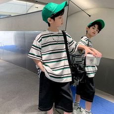 男童條紋上衣+褲子組