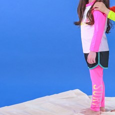 GOING KIDS 童款撞色防曬泳衣+短泳褲+緊身長泳褲+遮陽帽組