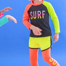 GOING KIDS 童款撞色防曬泳衣+短泳褲+緊身長泳褲+遮陽帽組