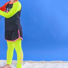 GOING KIDS 童款撞色防曬泳衣+短泳褲+緊身長泳褲+遮陽帽組