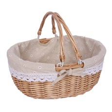 All Hi 便攜式木製野餐籃活動手柄小號, 09 雙手把雛菊, 1個