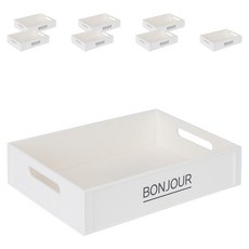 Franco 字母印花籃 4號, 8個, 白色