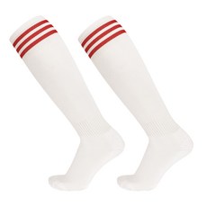 SNF 3색라인 무릎 높이 축구 양말 2켤레, 04 화이트 레드