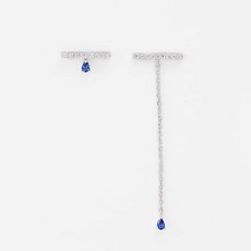JUDY AND PAUL 女士藍寶石垂墜不對稱耳環