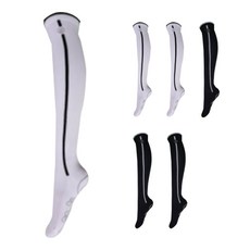 Boboamor 女款線條過膝高爾夫球襪 2款3雙組, 白色, 黑色, 3個