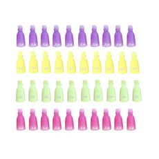 Happy J Sok-Off 指甲卸妝固定夾 4 件套, 黃色、淺綠色、紫色、粉色, 1套