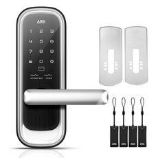 라오나크 번호키 + 카드키 4p + 보강판 2p 무타공 손잡이 있음 도어락 세트, A1120W