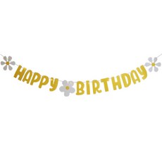 Mood Point 可愛生日派對拉旗 FREE, 白黃色, 1個