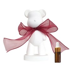 라비다 빅베어 쉬폰 리본 곰돌이 석고오너먼트 와인 + 석고방향제 리필오일 3ml 세트, 체리블러썸