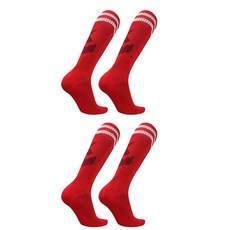 長筒線條設計加厚足球襪 2雙, 05紅白