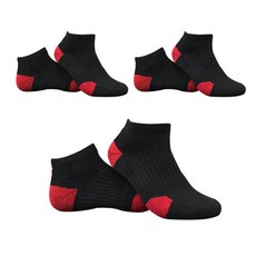 SNF 미끄럼방지 두툼한 농구양말 3족 세트, 06 블랙레드