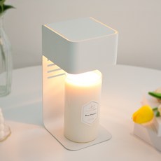 the Sweet 轉盤式開關加熱燭燈+蠟燭 L號+燈泡組 2入, 白色(燭燈)+Baby Powder(蠟燭)