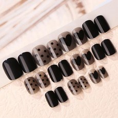 女士可愛禮品指甲貼套組, 1套, 01 可愛的黑色