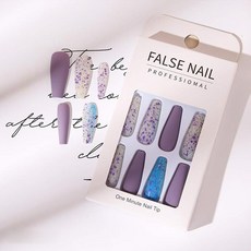 Hopi Long Patch 1 分鐘貼紙指甲貼套組, 1套, 13藍紫石