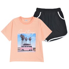 KISPO 女童款Good Things印花4分袖套裝