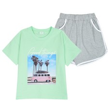 KISPO 女童款Good Things印花4分袖套裝