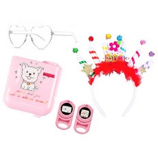 PARTYSHOW 生日派對用投影+髮箍+心形眼鏡, 1套, 粉色（派對光束）、白色（眼鏡）、B 型（頭帶）