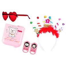 파티쇼 생일 미니 파티빔 세트, 핑크(파티빔), 레드(안경), B타입(머리띠), 1세트