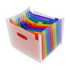 레인보우 아코디언파일 13칸 A4, 투명 무지개, 1개
