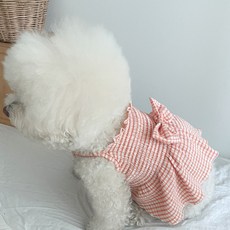 바이담수미 강아지 리본 스모크 원피스, 오렌지, 1개