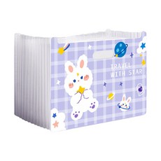 Rabbit Rabbit手風琴文件夾 13格 橫式 A4, 1個, 淺紫色