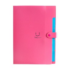 Smiley 微笑五層A4風琴夾, 1個, 深粉紅色