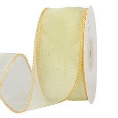Lissi商店 禮物包裝 透明高級緞帶繩 4cm, 黃色