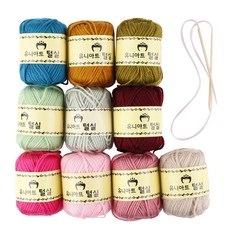 Uniart 素色針織線, 1套, 深綠色、芥末色、爆粉色、嬰兒粉色、淺卡其色、酒紅色、淺綠色、淺粉色、自然色、淺灰色（紗）、隨機發貨（大針）