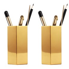 생각나래 생각정리 스테인레스 육각 펜 홀더, 골드, 2개