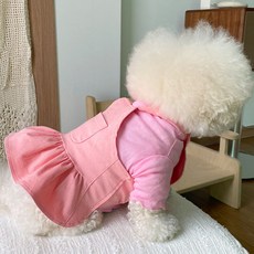 바이담수미 강아지 럽럽 멜빵 바지, 핑크, 1개