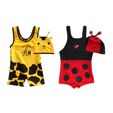 JOY MULTI 男童動物印花無袖連身泳裝 2入