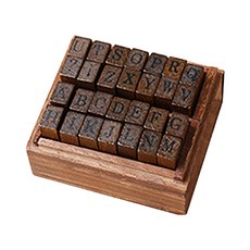 mazing choice 復古大寫英文字母印章組 棕色 3.8*1.1*0.8cm, 單一顏色, 1個