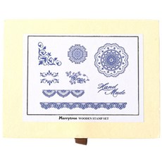 Mazing Choice 復古手帳木製印章 D款 10 x 13.5 x 3.5 cm, 1個, 藍色