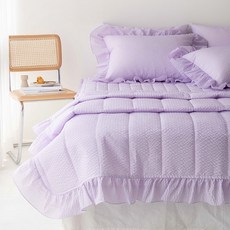 荷葉邊泡泡紗夏季薄被, Lilac Purple
