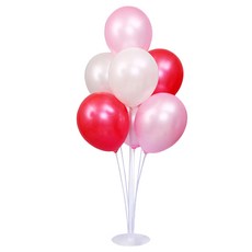氣球桿套裝, 3套, 珠光淺粉, 珠光紅, 珠光白