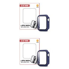 디씨네트워크 애플워치 하이브리드 9H 강화유리 풀커버 케이스 2p, 미드나잇블루, 1개
