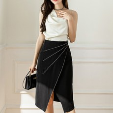 페이퍼먼츠 사선 주얼리 슬릿 섹시 스커트 01811