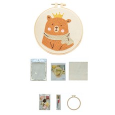 리빙토픽 펀치 니들 자수 집콕 취미 뜨게질 패키지 세트, 1세트, 곰(92608C)