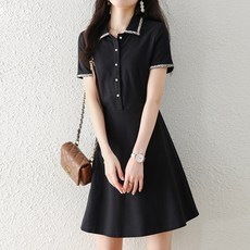 페이퍼먼츠 넥카라 배색 포인트 데일리 미니 원피스 01881 빅사이즈 포함