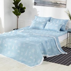 스누즈 시어서커 여름 프랑스 홑이불, 블루
