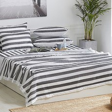 snooZZ 條紋印花夏季泡泡紗薄被, 木炭