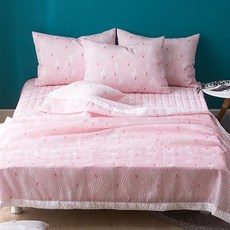 snooZZ 貓咪印花夏季泡泡紗薄被, 粉色的